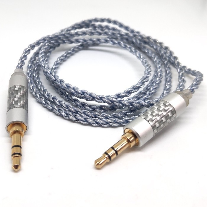 Silver Foil Plated 3.5mm Aux Headphone Audio Cable High End