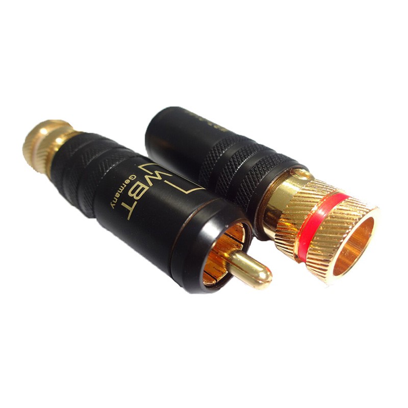 (Ele) 1pc Wbt-0144 Plug Audio Video Rca Lapis Emas Putih