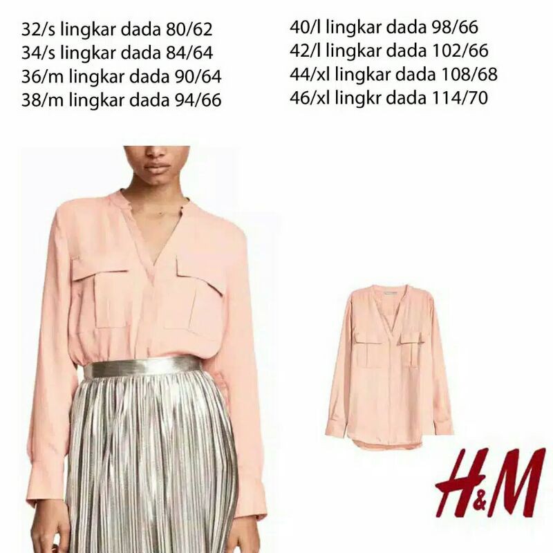 Blouse Wanita Satin H&amp;M Original Branded