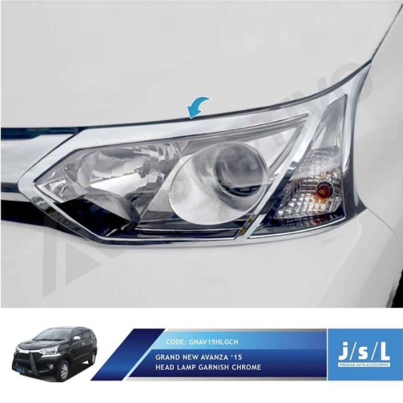 Grand All New Avanza Garnis Lampu Depan JSL/Head Lamp Garnish Chrome