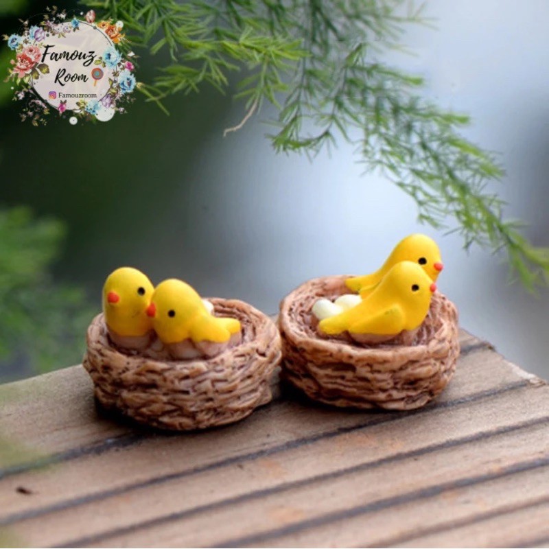 Miniatur Sarang Burung - Dekorasi Sangkar Burung - Hiasan Terrarium - Miniatur Bird
