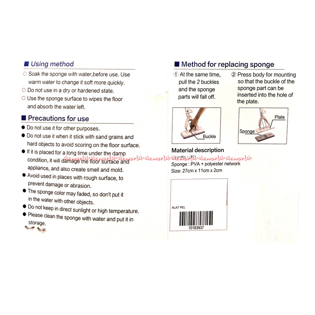 Satto PVA Mop Grey Refill Sato Kain Pel Jala Abu Abu Isi Ulang Lipat Tekuk