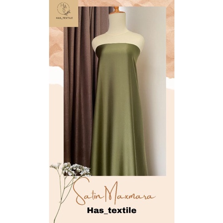 Kain Satin Maxmaaraa original Pure silk 100% Warna Hijau Army