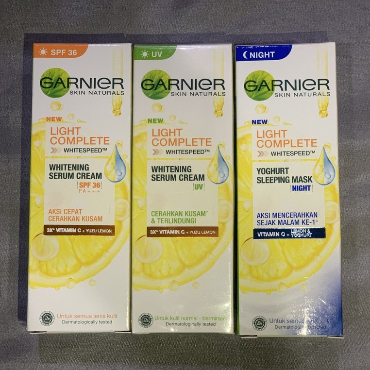 GARNIER Light / Bright Complete Whitespeed | Day / Night Cream / UV Yuzu SPF 36 Yoghurt Sleeping Mask