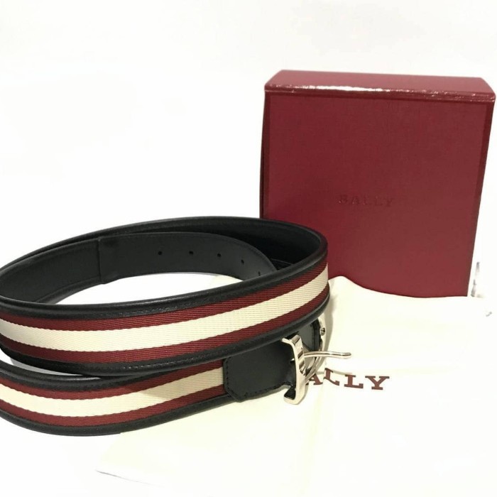 READY IKAT PINGGANG BALLY ORIGINAL - BALLY DAKRON BELT RED STRIPE S