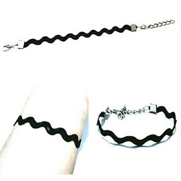 Black Zigzag Choker Plain Bracelet | Gelang Handmade