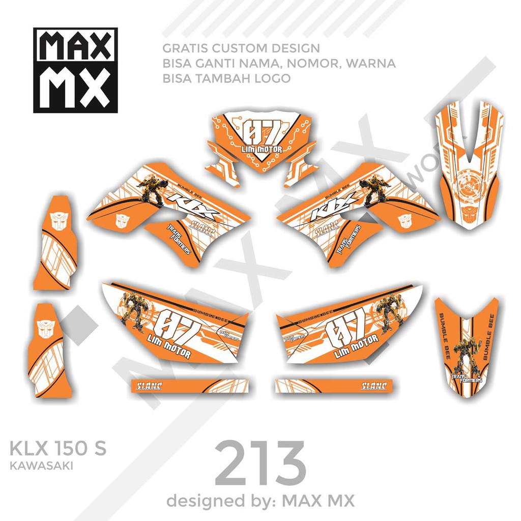 MX-01213 decal klx 150 orange putih transformer