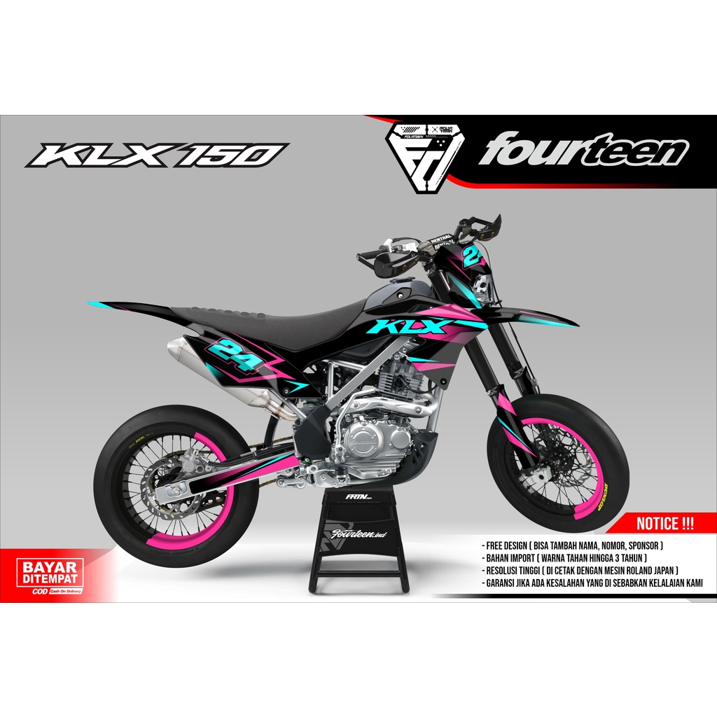 DECAL KLX 150 BF - stiker dekal klx full body custom PINK TOSCA