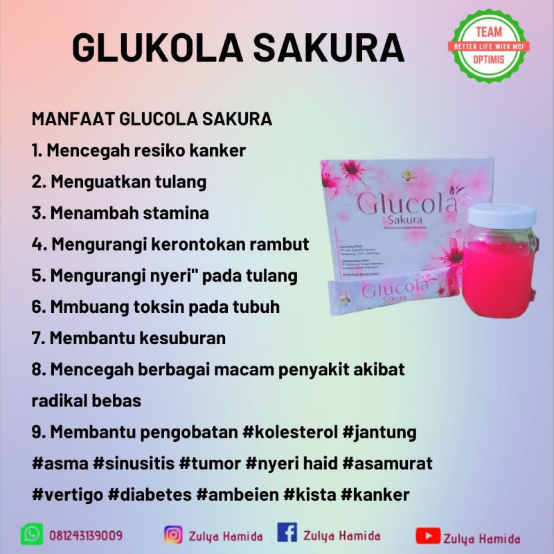 glucola sakura sachet original MCI, minuman collagen