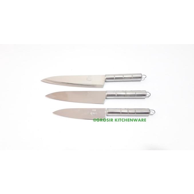 

PROMO Pisau Dapur Set/ Chef Knife Gagang Stainless Steel Lancip isi 3 Ukuran MURAH