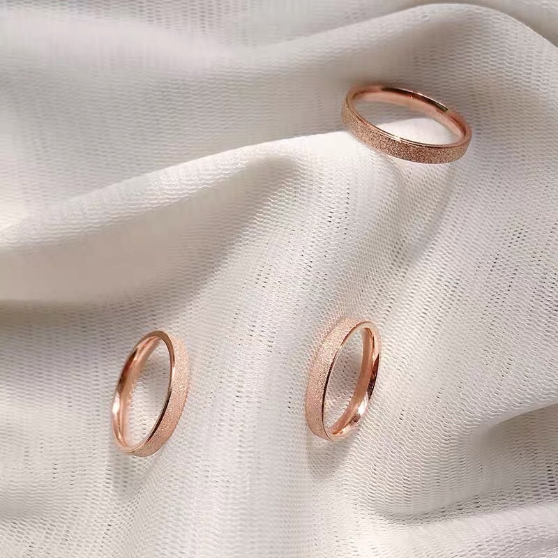 Cincin Titanium Grafir Pasir Korea Style Premium Anti Luntur