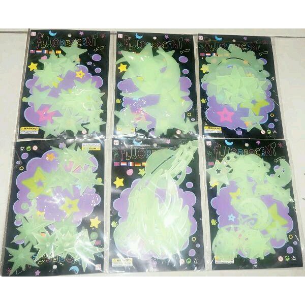 (CM) Sticker Glow In The Dark Motif Campur / Stiker Dinding Kreatif / Stiker Glow in The Dark / Wall