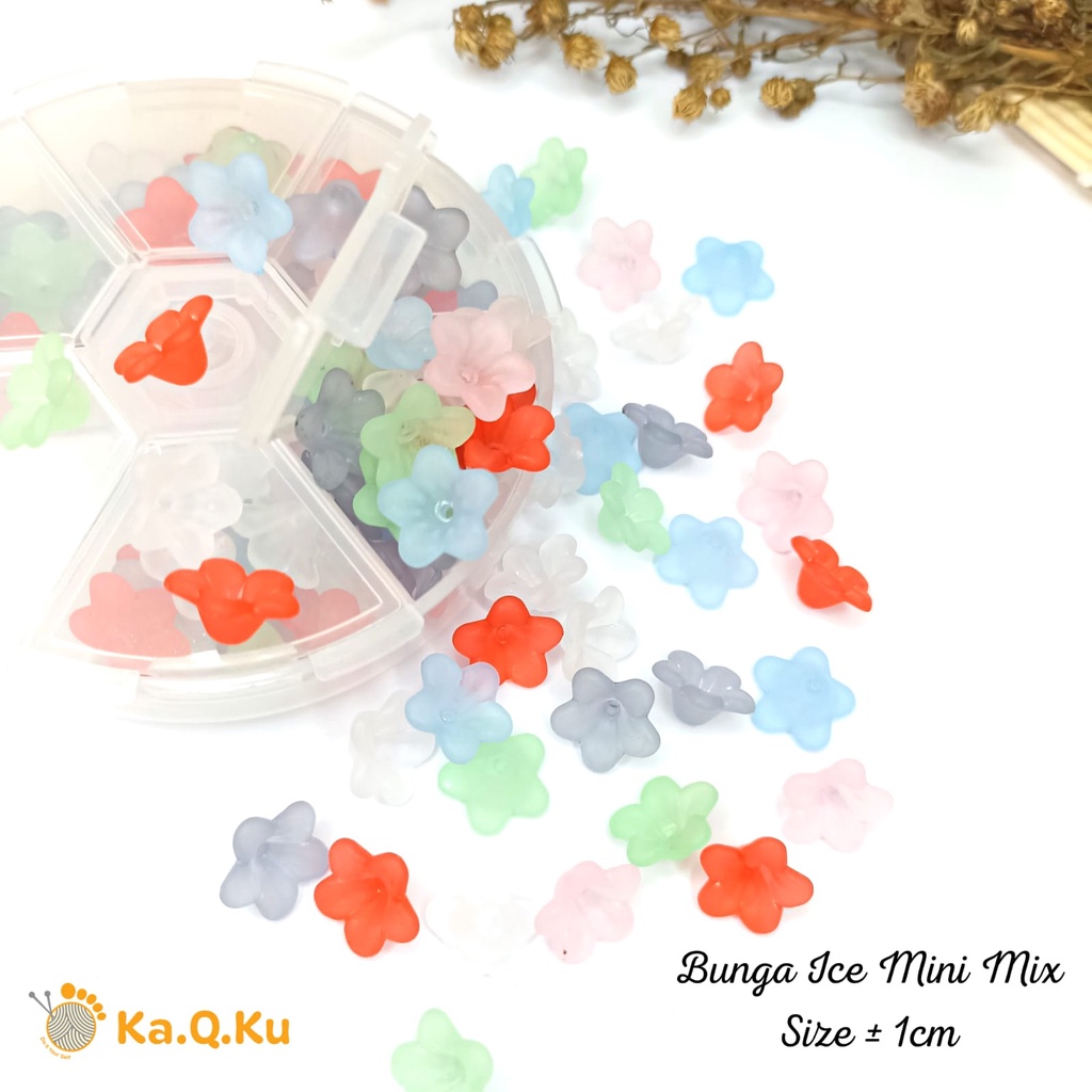 Kelopak Bunga Mini Ice 1cm / Bunga Mini Akrilik Ice Doff - Kelopak Cangkang  Bunga Kecil