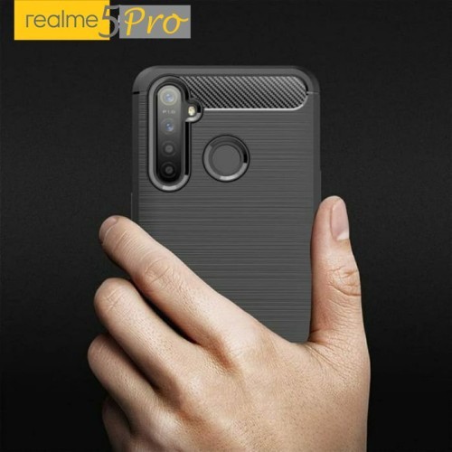 Case Slim Fit Carbon Realme 5 Pro 6.3 inchi Softshell Fiber Multi Carbon Anti Melar