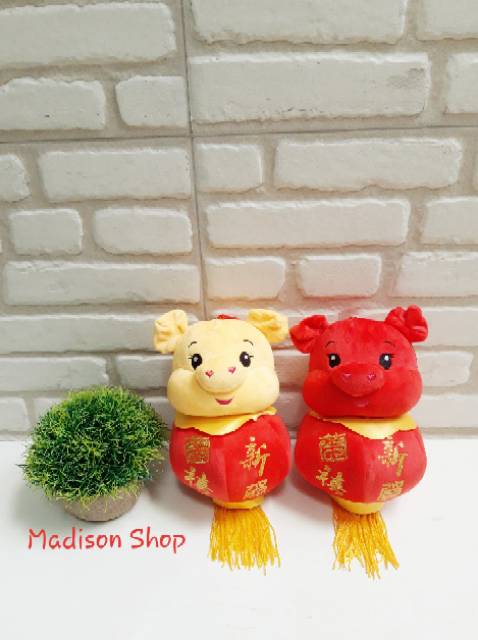 Boneka Babi Lampion 2019 Gantungan Kado Imlek Parcel Tahun Baru Grosir Yenpao Koin Imlek Merah