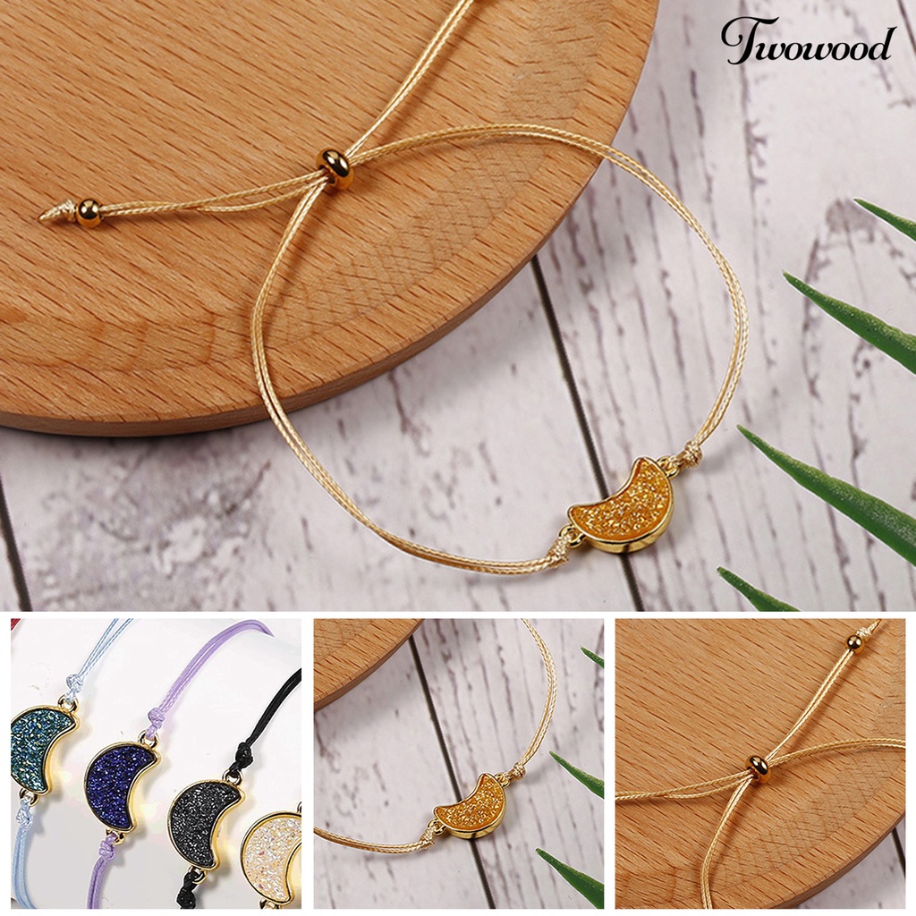 Twowood Chain Bracelet Adjustable Eye-catching Metal Sparkling Elegant Moon Beautiful Bracelet for Women