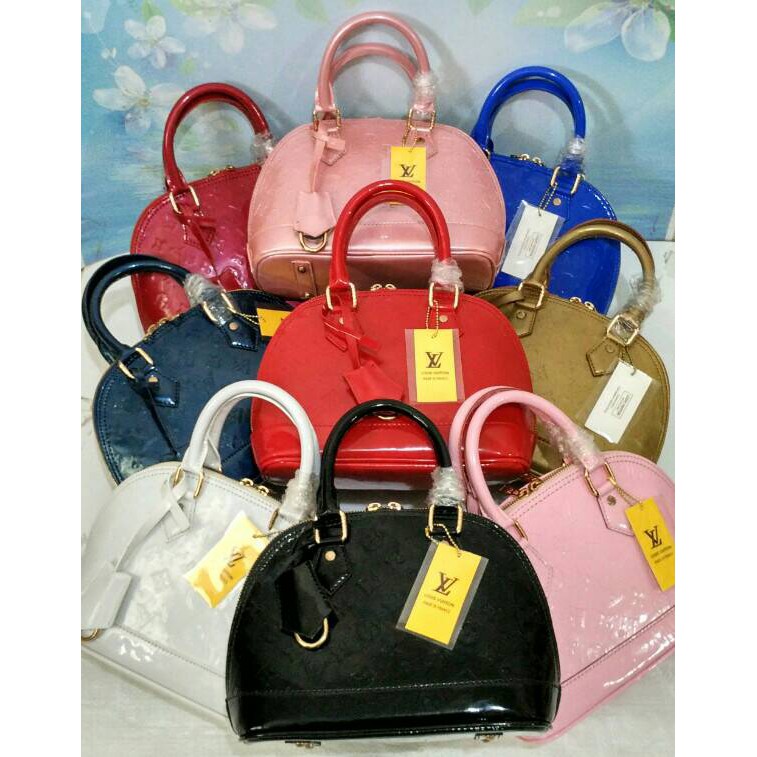 Hot Sale Tas Fashion Brand LV Alma Mini VERNISH Glossy Embos Size 25