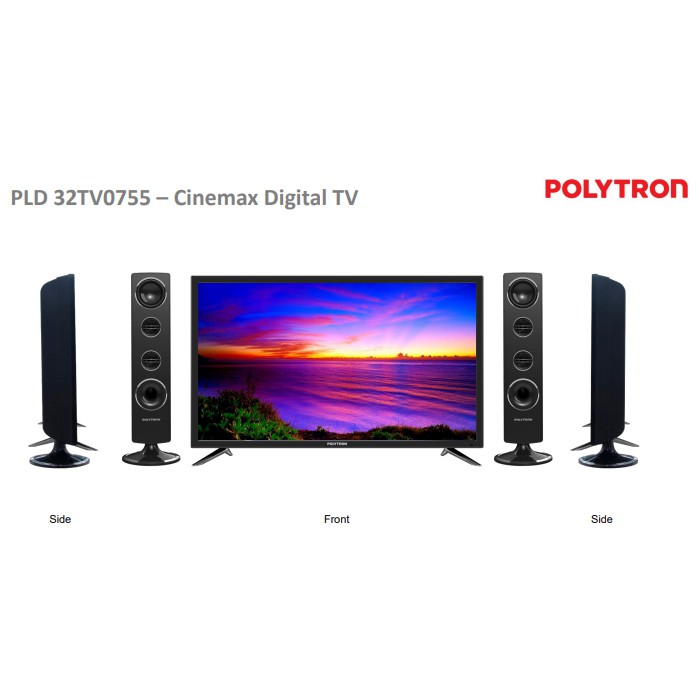 Cinemax Digital TV (DVB-T2) PLD 32TV0755 / 32tv1755 Tower Speaker 32 inch Garansi Resmi