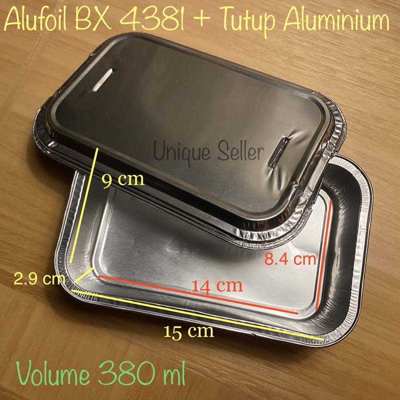 Jual Aluminium Foil Cup Kotak Bx 4381 + Tutup Aluminium / Alufoil Tray