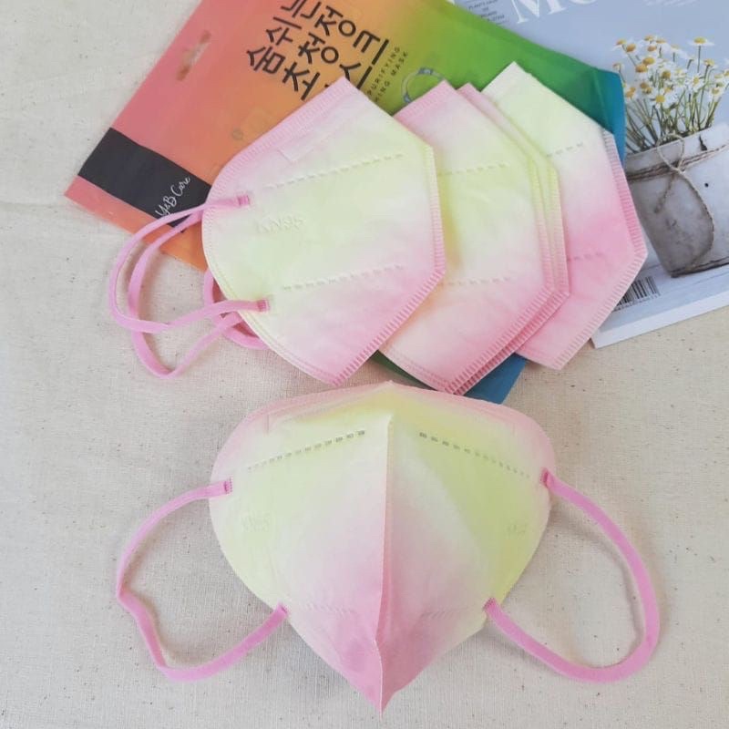 Masker Kn95 Dewasa Gradasi pelangi - Masker Dewasa Ombre - Gradasi Rainbow Kn95 - 5 Ply isi 10 Pcs