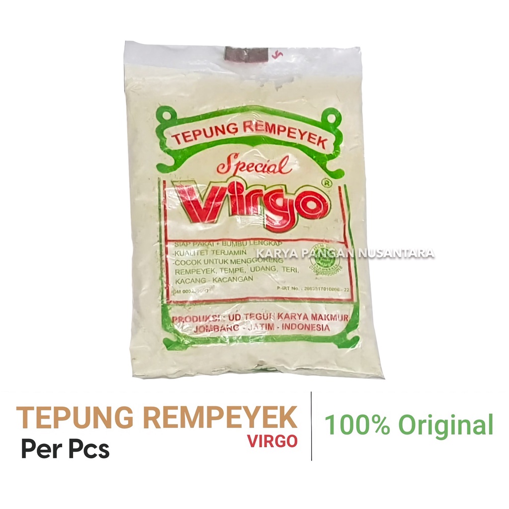 

TEPUNG REMPEYEK VIRGO / TEPUNG PEYEK TEPUNG BUMBU VIRGO PER PCS PAX