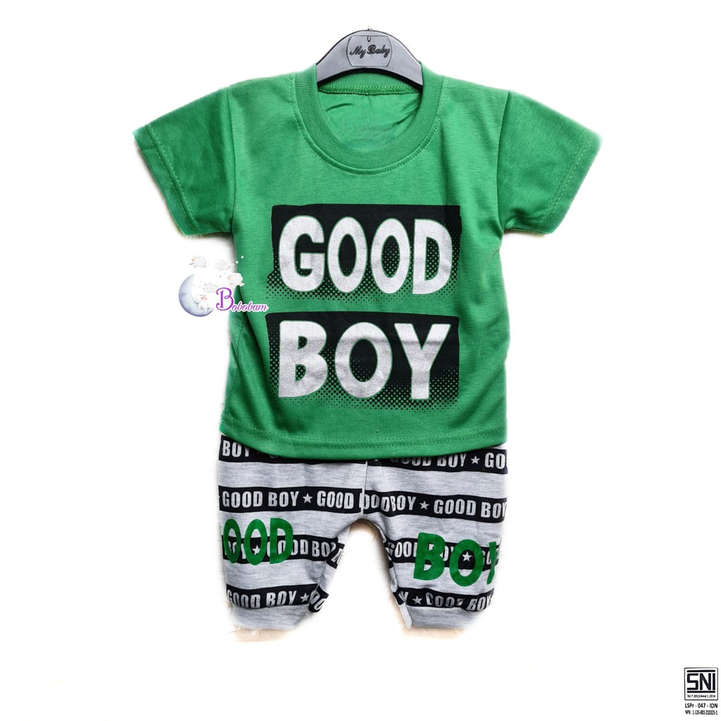 BOBOBAM BAJU BAYI ECER CASUAL KASUAL SETELAN ANAK GOOD BOY HARGA GROSIR