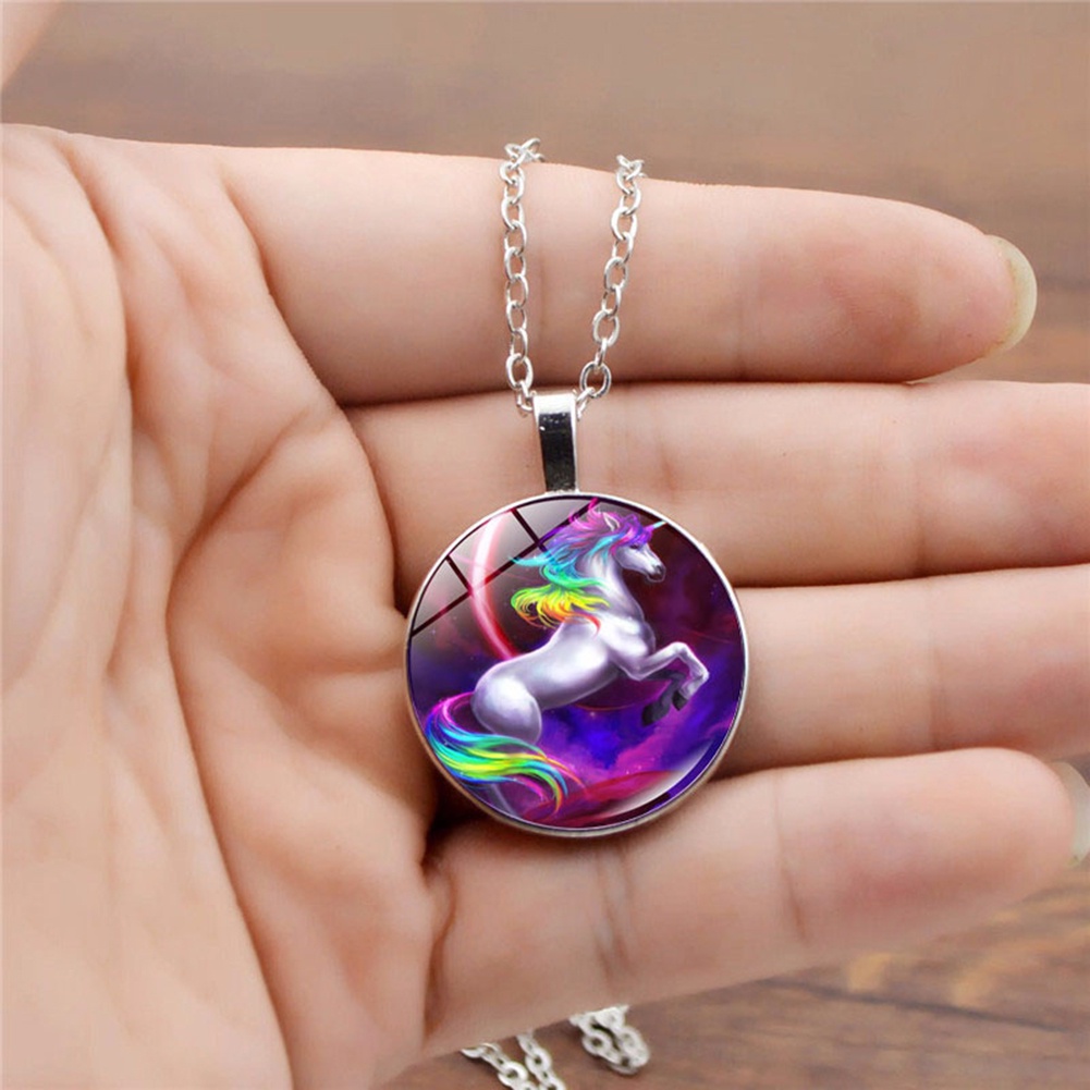 Hu Hu Hu Hu Hu Alat Bantu Pasang Kacamata♡ Kalung Dengan Liontin Unicorn Warna-Warni Untuk Pria Dan Wanita