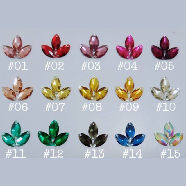 (100pcs) 9x18mm Mote Manik Permata Resin Payet Mata Daun Sampan Permata Jahit Grade A