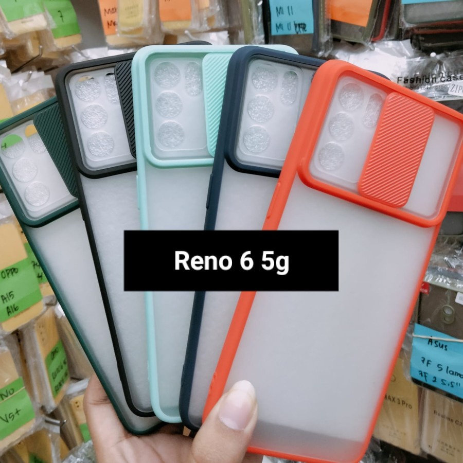 OPPO RENO 6 4G RENO 6 5G RENO 5 RENO 5F RENO 4 RENO 4F  RENO 5 5G CASE SLIDE CAMERA, CASING SLIDING KAMERA DOFF COLOUR HARDCASE DOVE TRANSPARAN COLOUR AEROCASE MACARON