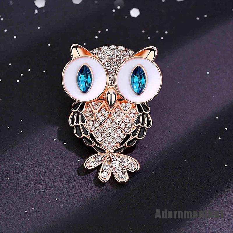 (Adornmentno1) Bros Pin Bentuk Burung Hantu Natal Bahan Alloy Hias Berlian Imitasi Untuk Wanita