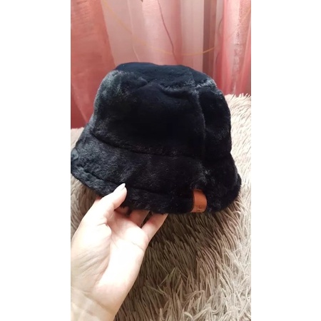 Topi Bucket Bulu Tebal untuk Winter Bucket Hat