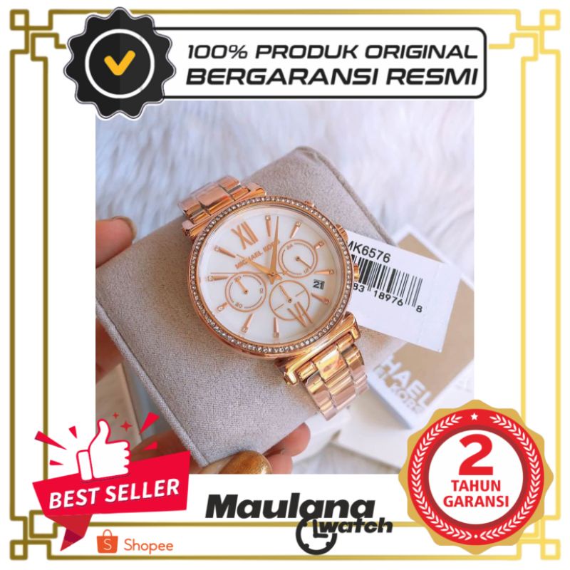 JAM TANGAN PRIA WANITA | RANTAI | KULIT | KARET | MURAH | MICHAEL KORS - TIPE MK 6576 WANITA ORI