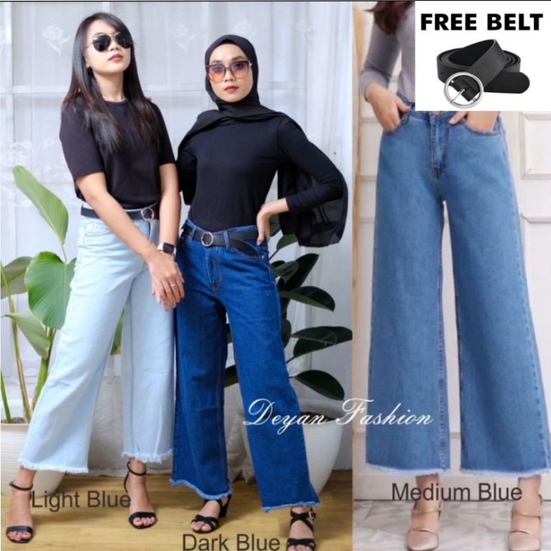 Highwaist Kulot Jeans wanita Rawis / kulot jeans populer