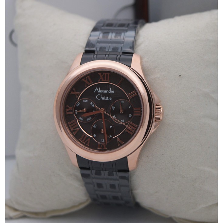 Alexandre Christie Ac 2538 Rosegold Black, Jam Tangan Wanita, Original