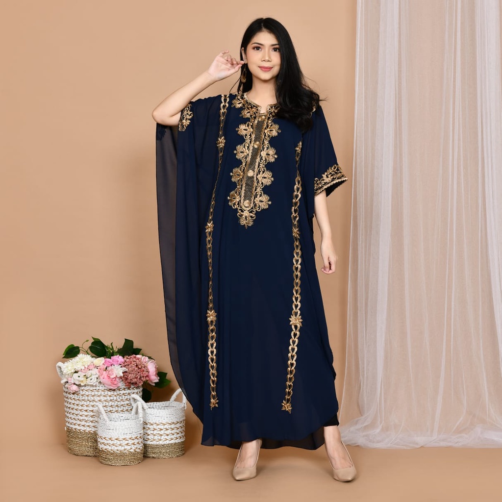 Baju kaftan wanita terbaru  lebaran fullbordir  untuk pesta kondangan seragam pengajian ukuran jumbo