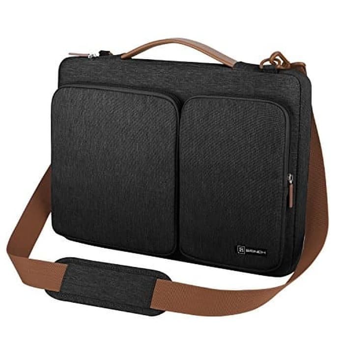 BRINCH Long Strap Tas Laptop Bag Selempang jinjing anti air waterproof 14 inch - Black