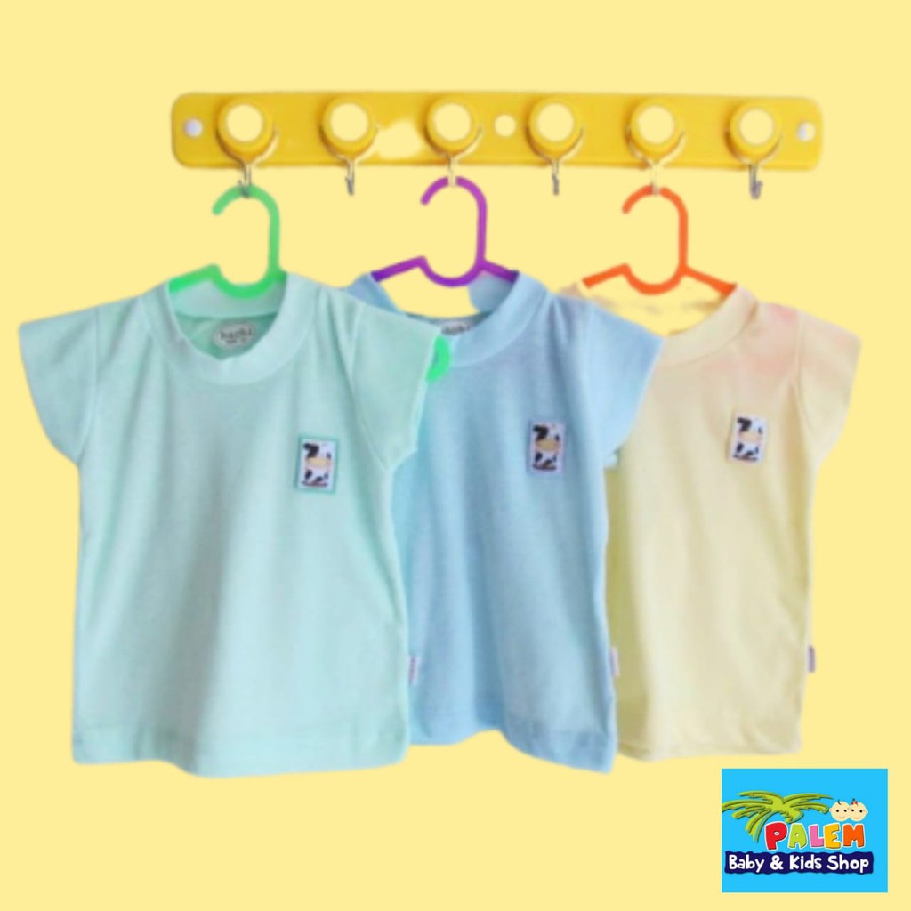 hachi oblong lengan pendek warna isi 3pcs usia 0 bulan-6tahun size 12,14.16.18.20.22.24.26.28