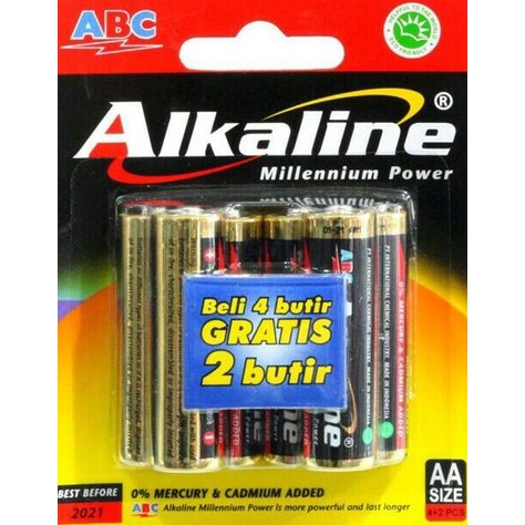263- Baterai Alkaline Abc Aa Isi 6 (Sedang) Grosir ( Untk Jam Dinding,Dll)