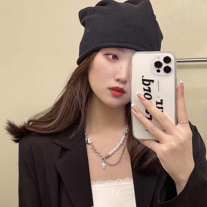 Kalung Rantai Liontin Desain Hati Hias Mutiara Gaya Koreakeren Untuk Wanita