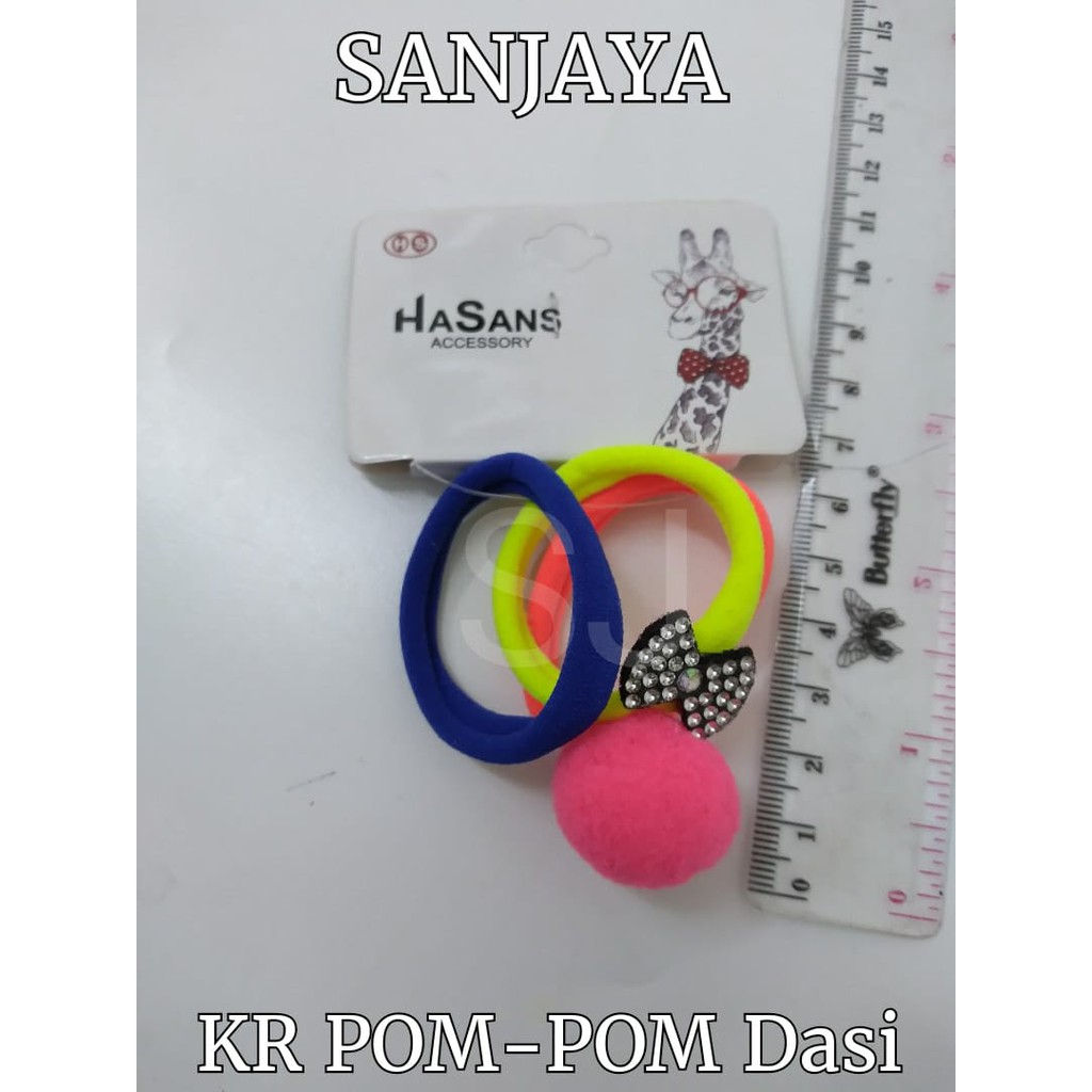 GELANG IKAT RAMBUT / IKAT RAMBUT WANITA LUCU / KUNCIRAN WARNA WARNI / KUNCIR RAMBUT POLOS WANITA / KR POM-POM DASI CPR