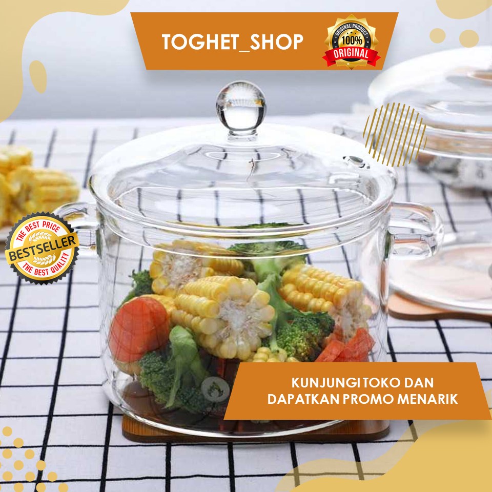 Panci Masak Kaca Panci Model Kaca Bening Transparan Panci Unik Kaca Stewing Soup Pot Glass