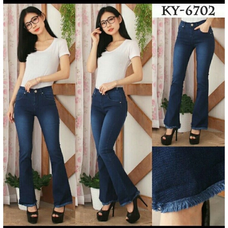 ALZ - HIGHWAIST CUTBRAY JEANS PREMIUM | HW BOOTCUT JEANS | STREACH JEANS |BIG SIZE | 27 - 30