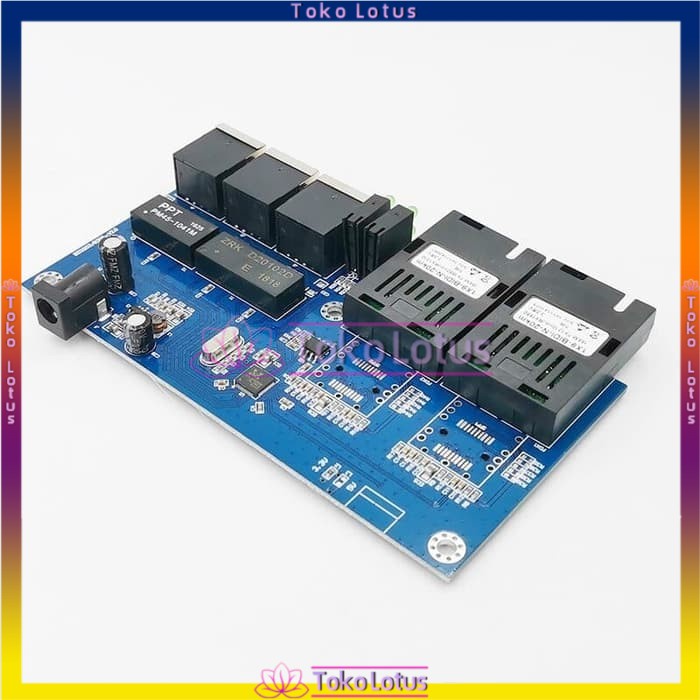 [Bisa Bayar Ditempat] 10 / 100Mbps 2 SC 3 RJ45 PCB Board Single Mode Fast Ethernet Fiber Optical