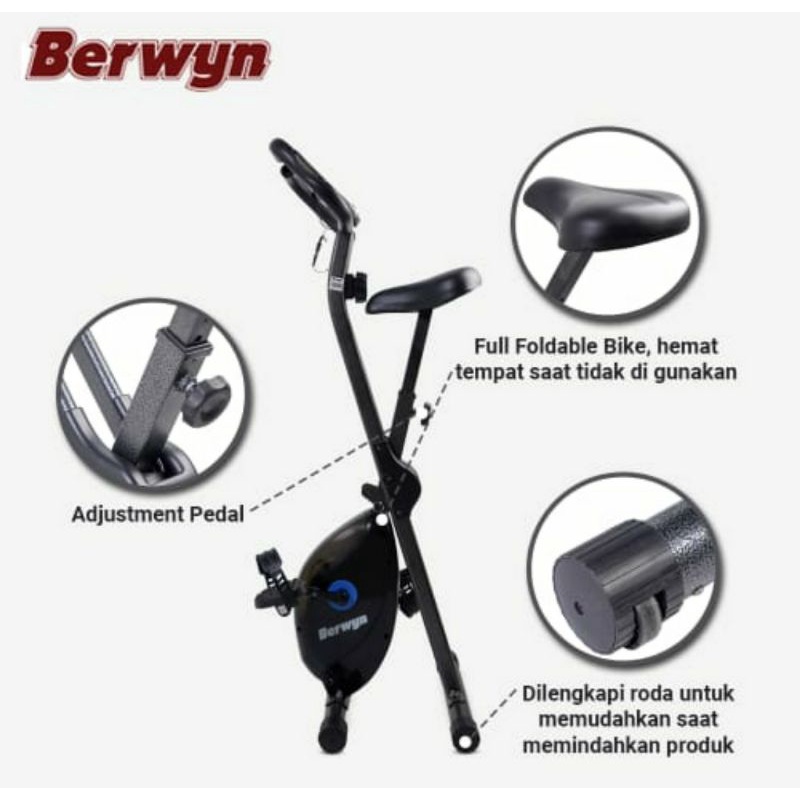 BERWYN SEPEDA STATIS LIPAT PORTABLE/ MAGNETIC BIKE/ FOLD BIKE GREY/ ALATGYM/ SEPEDA MALAS