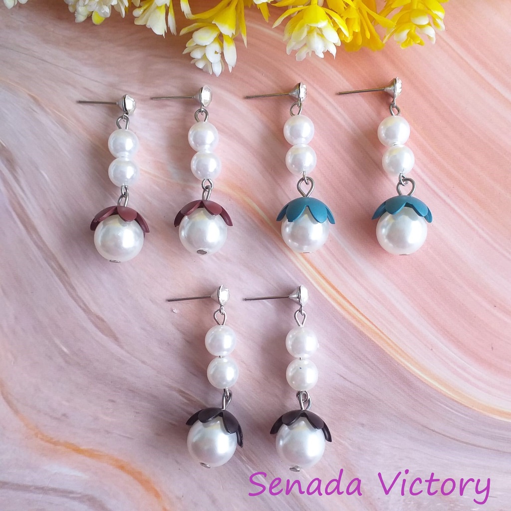 Senada Victory Anting Juntai Mutiara Mahkota Pastel SVAJ001