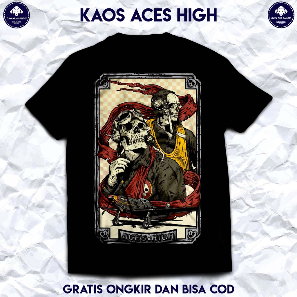 Iron Maiden Kaos Band Pria dan Wanita. Kaos Musik Band Metal Iron Maiden Aces High. Kaos Band Iron M