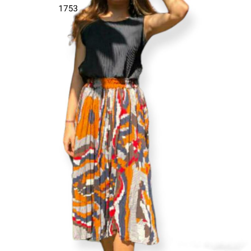 BAJU WANITA SETELAN BLUS  & ROK PLISKET IMPORT 1753