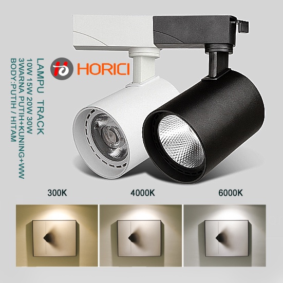 MEREK HORICI LAMPU RELL TRACK 3WARNA PUTIH+WW  LED SOROT LAMPU SOROT TRACKLIGHT REL SPOTLIGHT ASLI FULL 10W / 15W / 20W / 30W