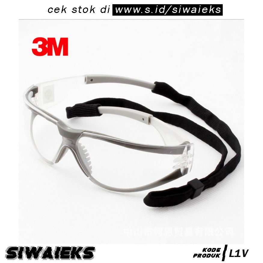 L1V 3M Kacamata Safety Googles Anti Fog Dust 3M11394 Transparent Grab Medan