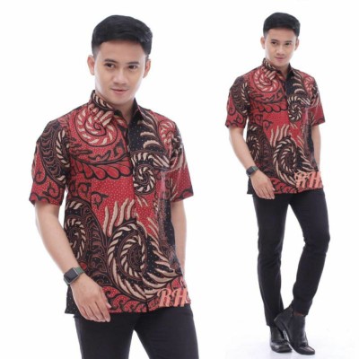 Batik Couple Keluarga - Sania Ruffle Ori Ndoro Jowi Dnt - Puser Merah